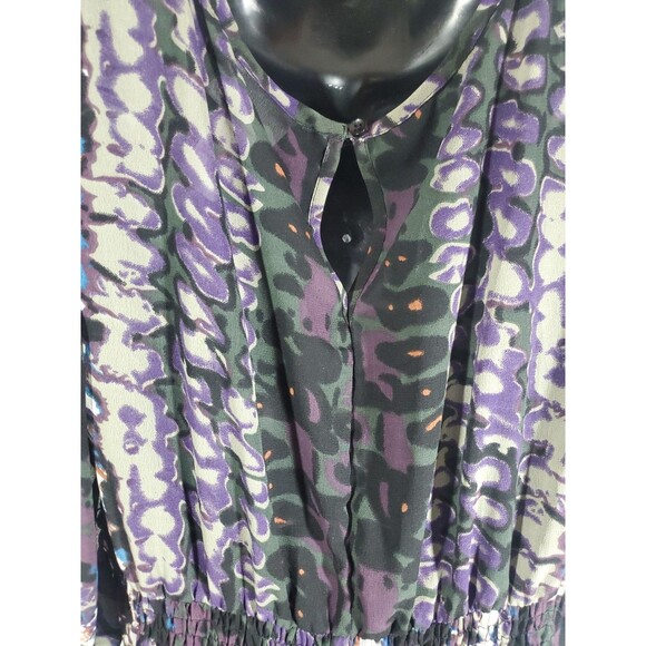 Loop Size 18 Abstract Print Ruffled Sheer Cover-Up Maxi Dress Beach Whimsical - Picture 9 of 13